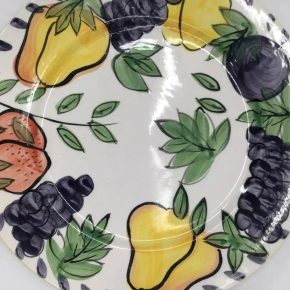 Royal Norfolk 11" Dinner Plate Hand Painted Strawberries Grapes Pears Harvest - Picture 4 of 7